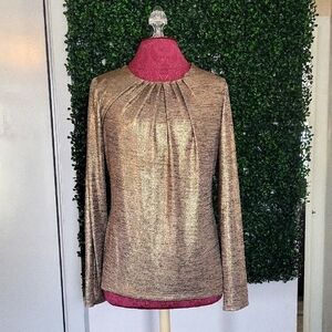 Liz Claiborne Metallic Gold Long Sleeve Blouse